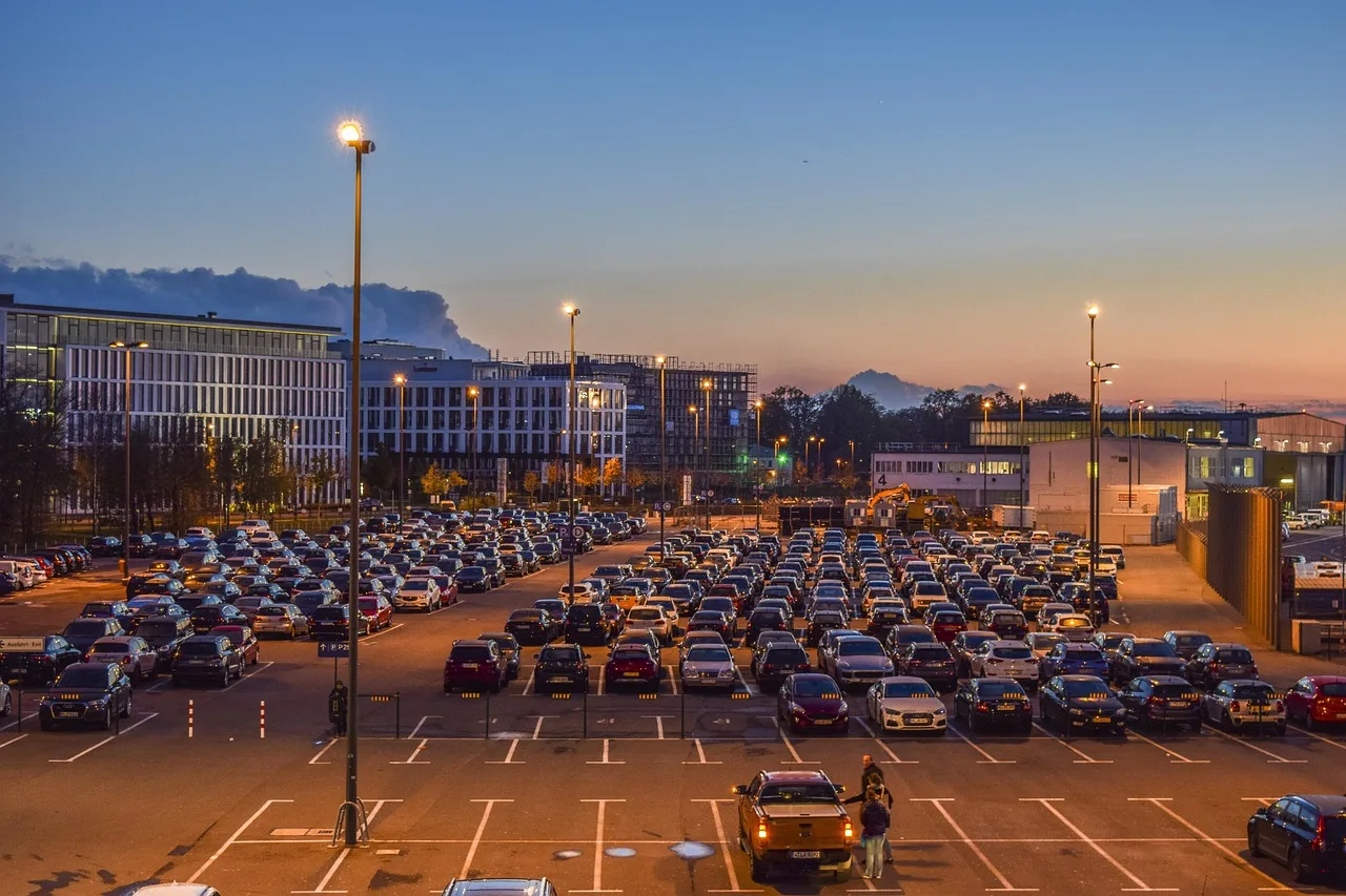 parking spot, car wallpapers, cars, park, vehicles, parking spaces, parking space, overfilled, car, airport, eve, lighting, tags, lamps. Markets where a parking lot striping business thrives