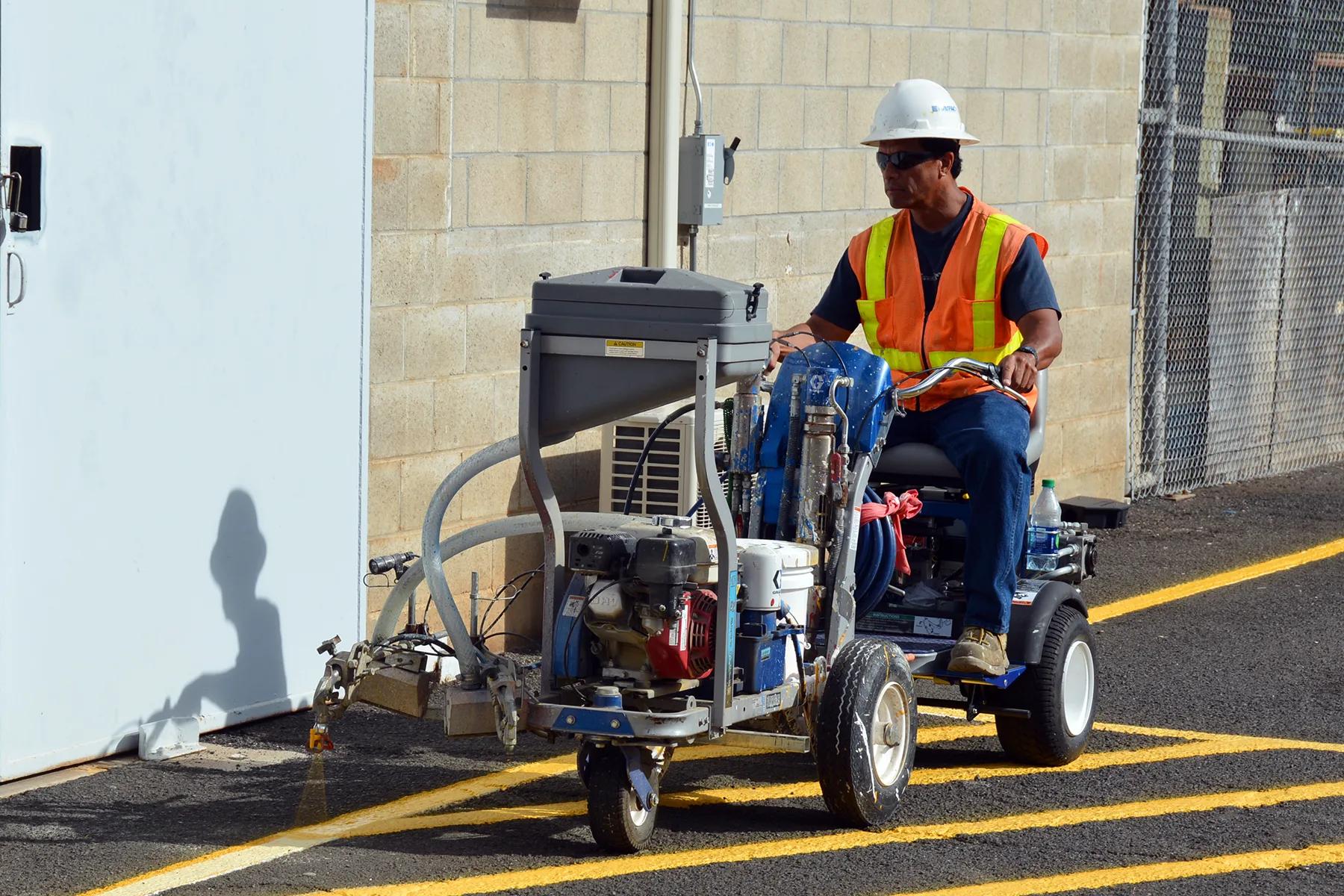 PEARL HARBOR-HICKAM, Hawaii (Oct. 17, 2016). Over 23 employees from Public Works Department Joint Base Pearl Harbor-Hickam's Project Execution Sections PRJ3512 and PRJ3514 attended practical training in groups of two from Oct. 11 - 18 learning to operate a riding paint striping machine. Two machines. Should a parking lot striping business buy new or used equipment