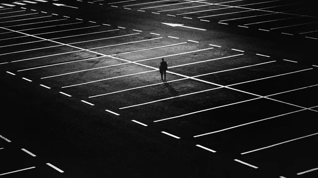 parking space, man, city, person, alone, lonely, lights, gloomy, night, evening, dark, parking lot, urban, man, city, alone, alone, alone, alone, alone, lonely, night, dark, dark, dark, parking lot. Parking lot striping complaint handling without the filler
