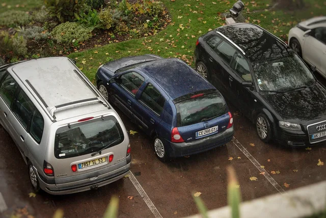 car, car wallpapers, nature, renault, clio, parking lot, car park, rain. Parking lot striping sign-off: evidence, observers, records
