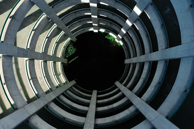 road, circular, structure, parking lot, park, water park, parallel, steel, pipes, round, design, metal, above, aerial, traffic. The startup budget for a parking lot striping business and the ways to finance it